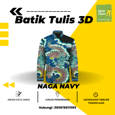 Batik Tulis 3D Naga Navy